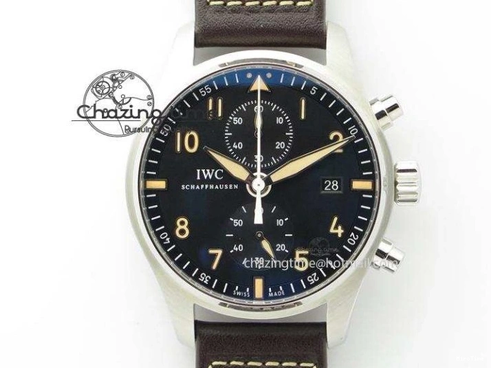 MIROTIME 0320 Pilot Chrono SS IW387808 CF3 ZF 1:1 Best Edition On Brown Leather Strap A Soft 7328
